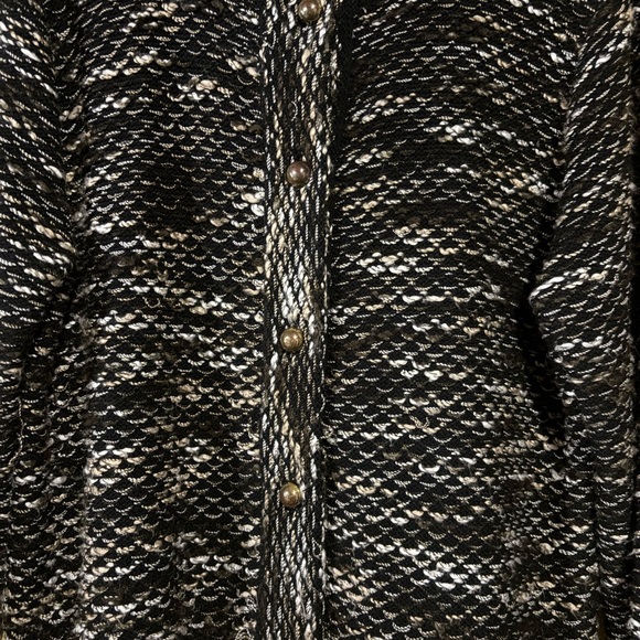 NY Collection Black and White Textured Cardigan - Picture 2 of 4